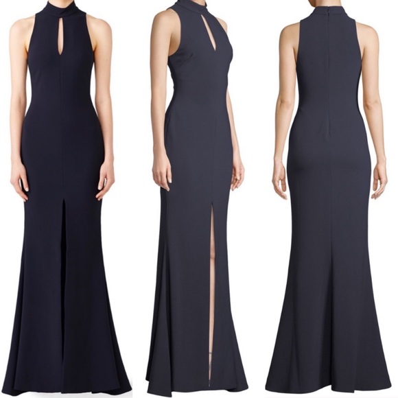 Likely Dresses & Skirts - Likely | Navy Harbor Gown Side Slit High Neck | Revolve